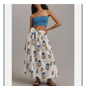 Anthropologie Floral White Maxi Skirt